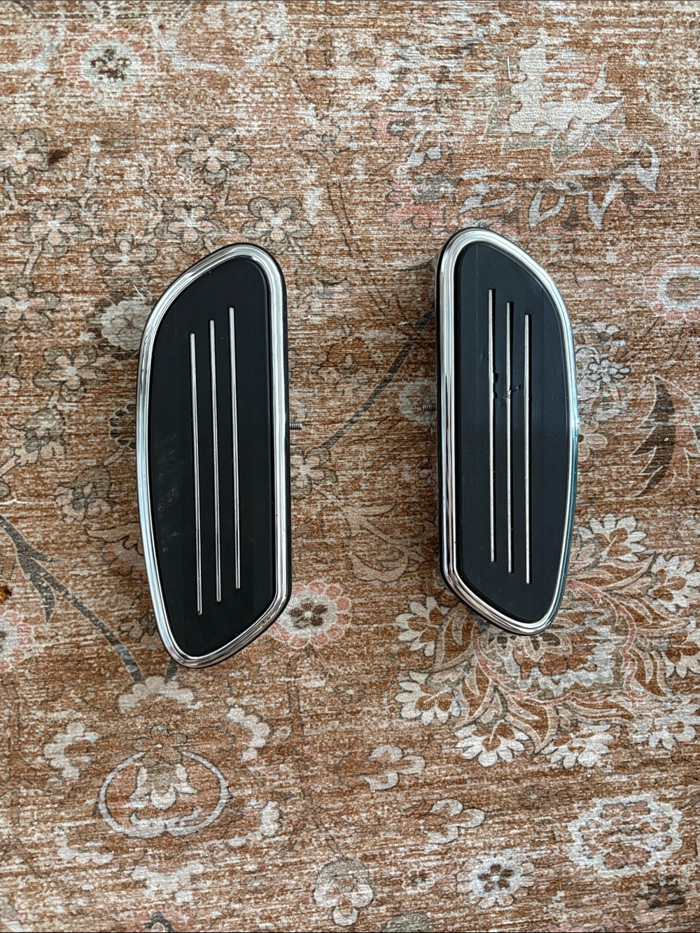 Black Chrome Motorcycle Foot Peg Inserts (Pair)
